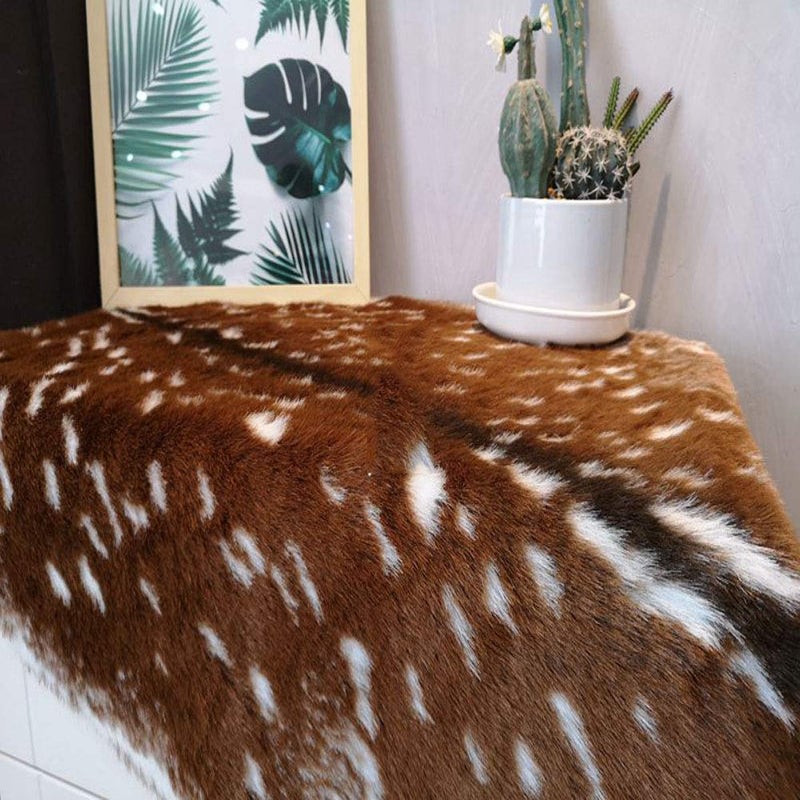 Seek4comfortable Faux Sika Deer Printed Area Rug, 5.9 x 5.1 Ft Large Faux Fur Cowhide Area Rug Animals Mat Carpet for Home, Office Livingroom, Bedroom - Image 4